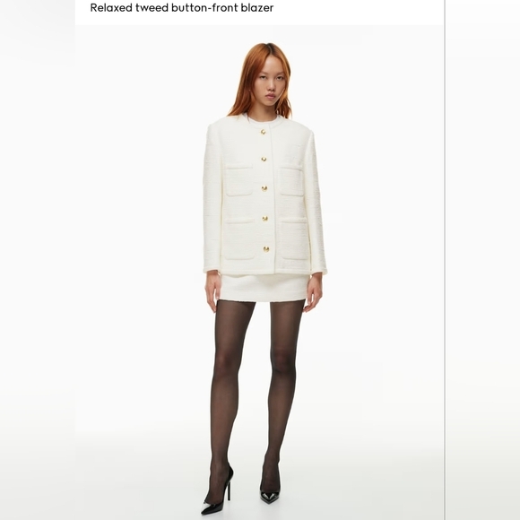 Aritzia Babaton Celebration Tweed Jacket White Quiet Luxury Preppy Workwear 2XS - Picture 2 of 12